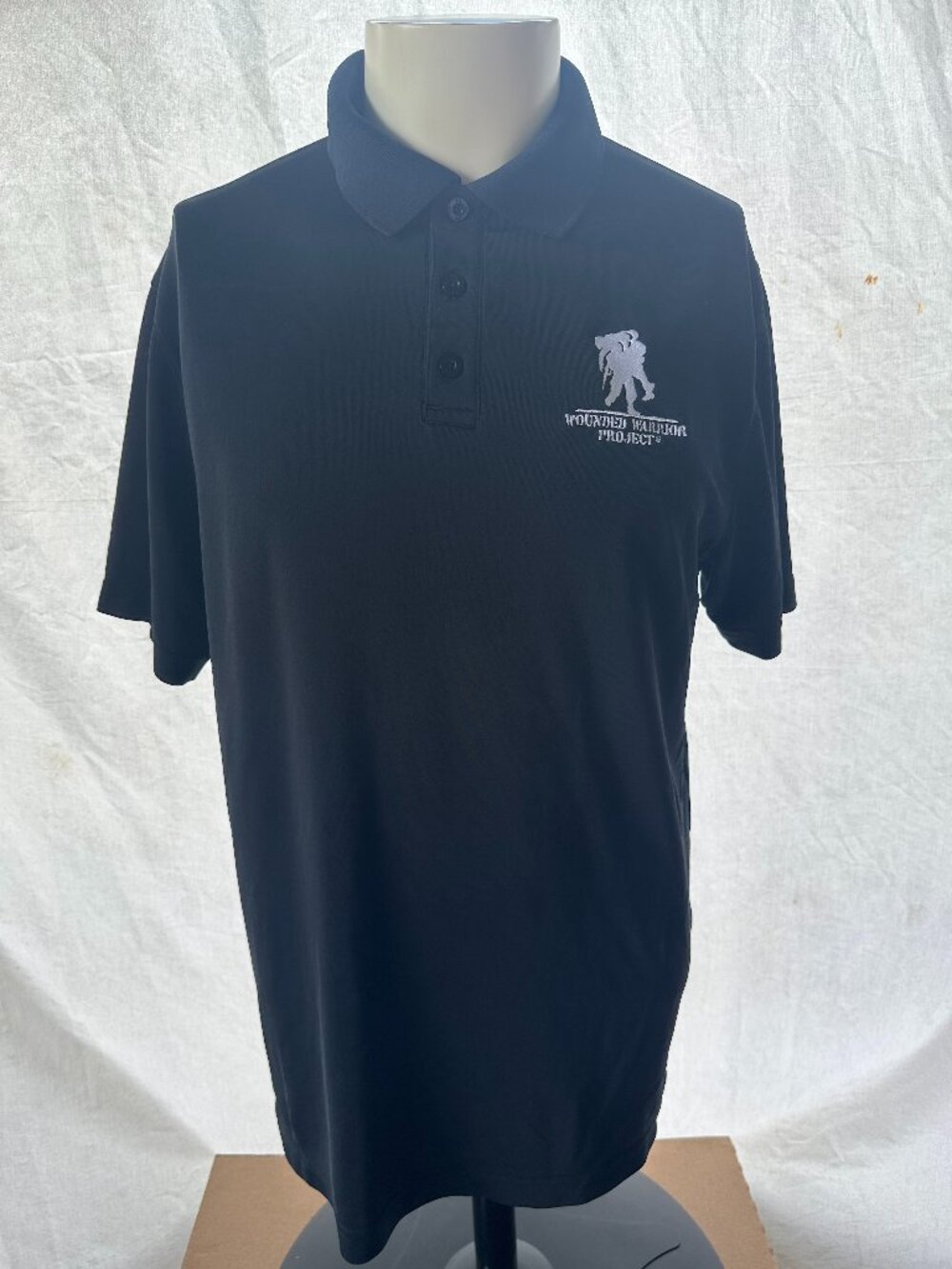 Under Armour Wounded Warrior Project Men's Black Polo Shirt Large Polyester